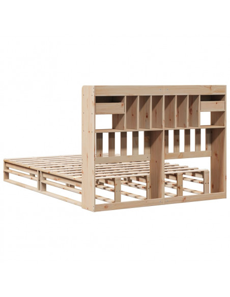 Letto Libreria senza Materasso 150x200 cm in Legno di Pino