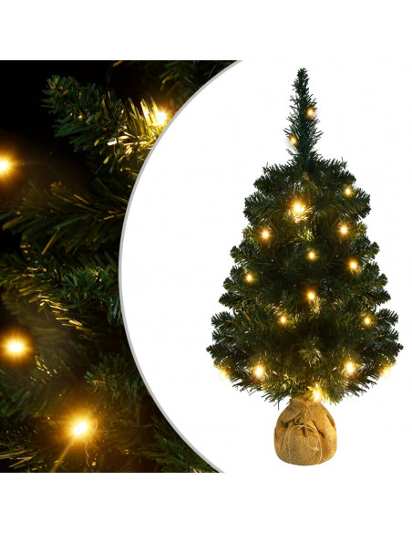Albero di Natale Preilluminato con Supporto Verde 90 cm in PVC