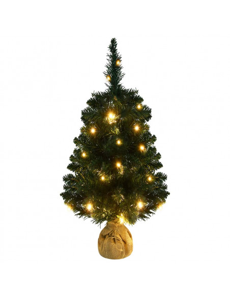 Albero di Natale Preilluminato con Supporto Verde 90 cm in PVC