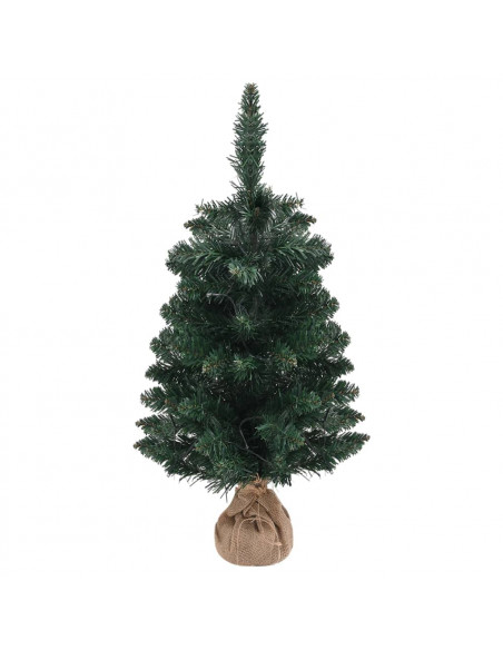 Albero di Natale Preilluminato con Supporto Verde 90 cm in PVC