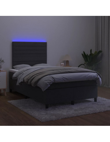 Letto a Molle con Materasso e LED Nero 120x200 cm in Velluto