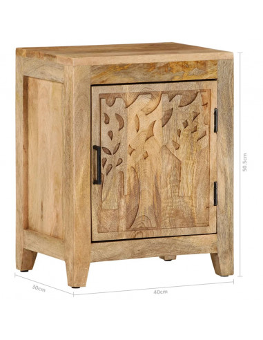 Comodino 40x30x50 cm in Legno Massello di Mango