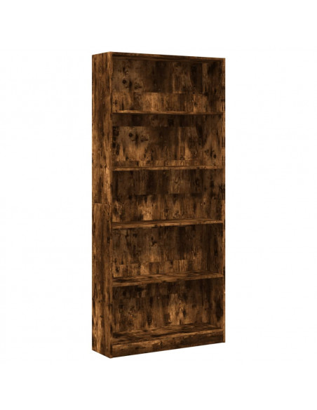 Libreria Rovere Fumo 80x24x176 cm in Legno Multistrato