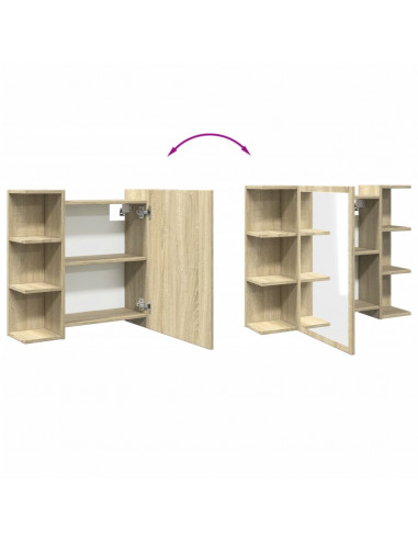 Mobile Bagno con Specchio Rovere Sonoma 80x20,5x64 Multistrato