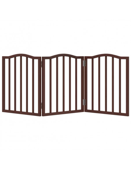 Cancello Cani Pieghevole 3 Pannelli Rovere Marrone 150cm Pioppo