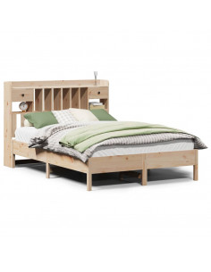 Letto Libreria senza Materasso 135x190 cm in Legno di Pino 2