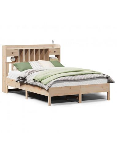 Letto Libreria senza Materasso 135x190 cm in Legno di Pino