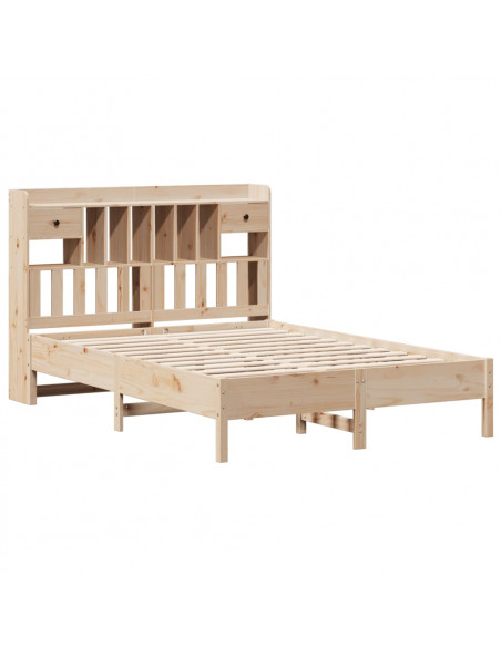 Letto Libreria senza Materasso 135x190 cm in Legno di Pino
