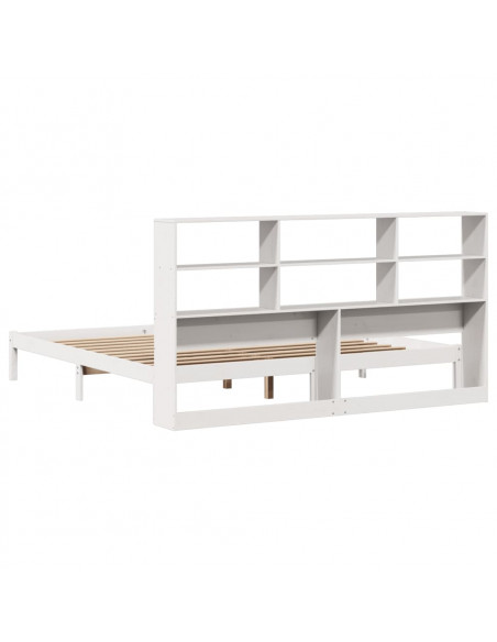 Letto Libreria senza Materasso Bianco 200x200 cm Legno di Pino