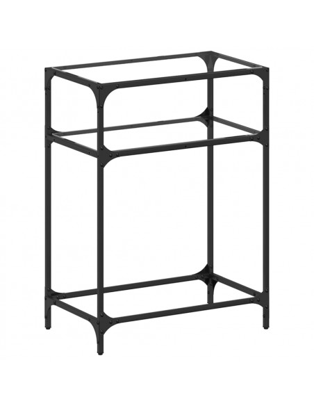 Tavolino Consolle Piano Vetro Trasparente 60x35x81cm in Acciaio