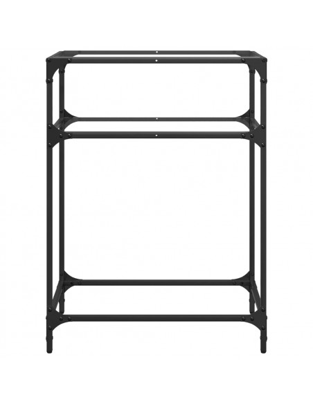 Tavolino Consolle Piano Vetro Trasparente 60x35x81cm in Acciaio
