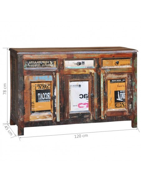 Credenza in Legno di Recupero Vintage con 3 Cassetti e 3 Ante