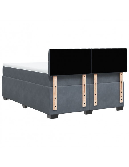 Giroletto a Molle con Materasso Grigio Scuro 160x200 cm Velluto