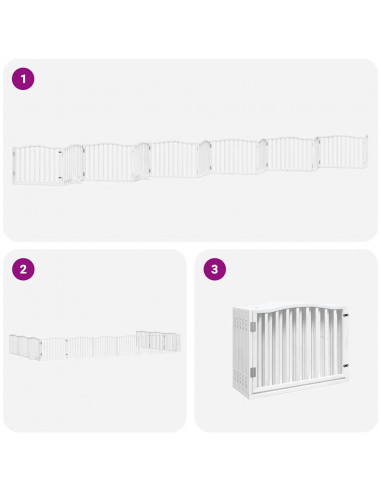 Cancello Cani Porta Pieghevole Bianco 12 Pannelli 960 cm Pioppo