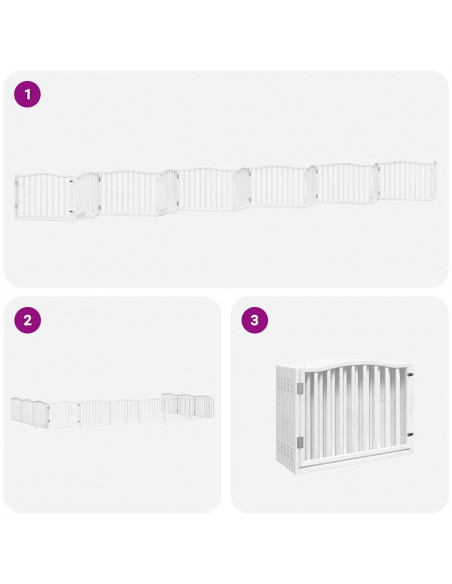 Cancello Cani Porta Pieghevole Bianco 12 Pannelli 960 cm Pioppo