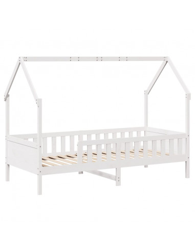 Giroletto Casetta Bambini Bianco 80x200 cm Legno Massello Pino