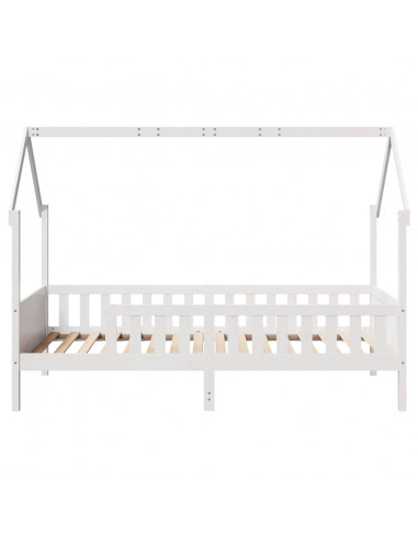 Giroletto Casetta Bambini Bianco 80x200 cm Legno Massello Pino