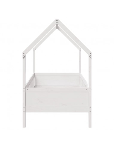 Giroletto Casetta Bambini Bianco 80x200 cm Legno Massello Pino