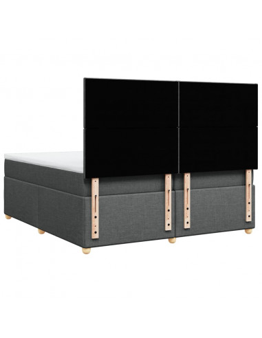 Giroletto a Molle con Materasso Grigio Scuro 200x200 cm Tessuto