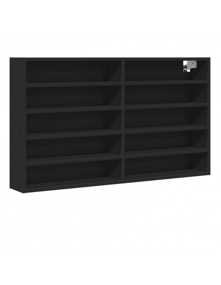 Armadietto con Vetrina Nero 100x15x58 cm Legno Multistrato