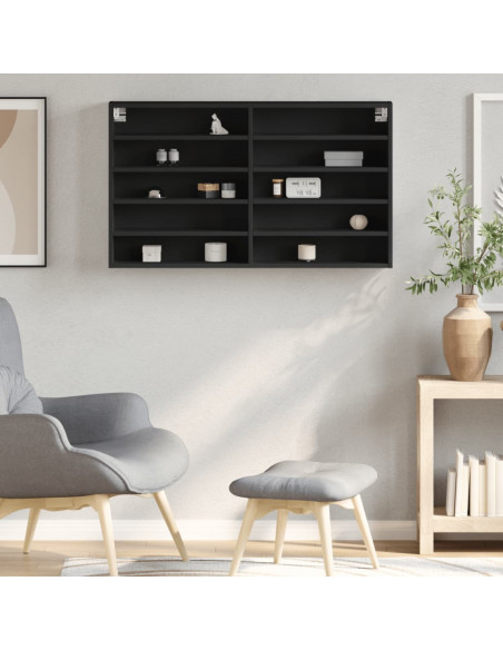 Armadietto con Vetrina Nero 100x15x58 cm Legno Multistrato