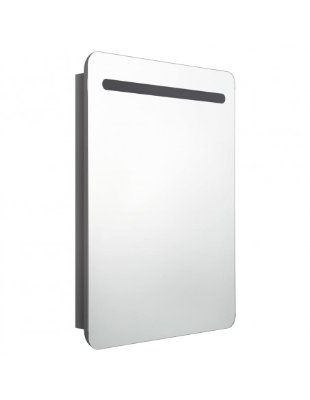 Armadietto Bagno con Specchio e LED Grigio Lucido 60x11x80 cm
