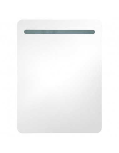 Armadietto Bagno con Specchio e LED Grigio Lucido 60x11x80 cm