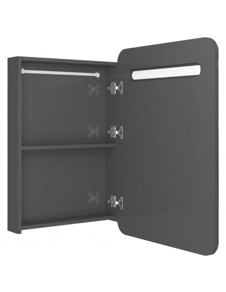 Armadietto Bagno con Specchio e LED Grigio Lucido 60x11x80 cm