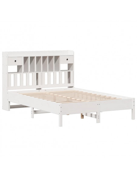 Letto Libreria senza Materasso Bianco 140x190 cm Legno di Pino