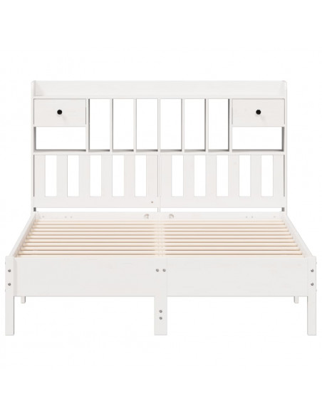 Letto Libreria senza Materasso Bianco 140x190 cm Legno di Pino