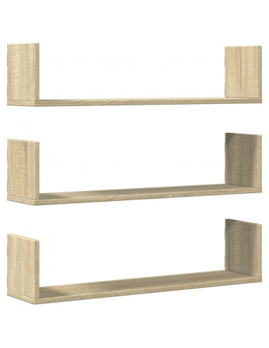 Mensole a Parete 3pz Rovere Sonoma 80x18x18 cm in Truciolato