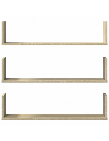 Mensole a Parete 3pz Rovere Sonoma 80x18x18 cm in Truciolato