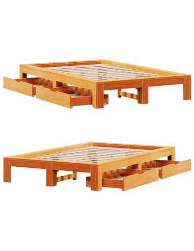 Giroletto senza Materasso Marrone Cera 120x190 cm Legno di Pino