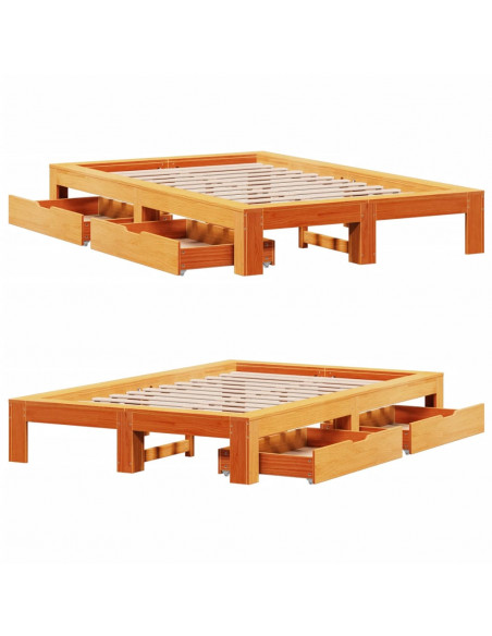 Giroletto senza Materasso Marrone Cera 120x190 cm Legno di Pino