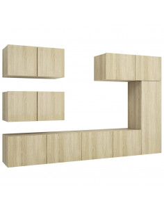 Set di Mobili Porta TV 6 pz Rovere Sonoma in Legno Multistrato 2