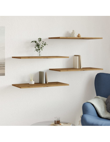 Mensole Parete 4pz Rovere Artigianale 60x30x1,5cm in Truciolato