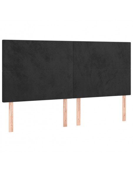Testiera 4 pz Nera 90x5x78/88 cm in Velluto