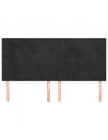 Testiera 4 pz Nera 90x5x78/88 cm in Velluto