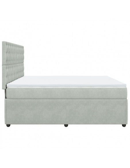 Giroletto a Molle con Materasso Grigio Chiaro 180x200cm Velluto