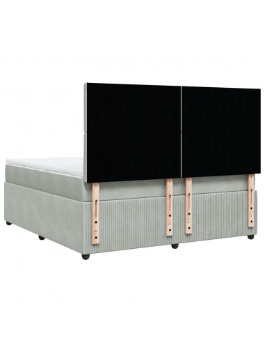 Giroletto a Molle con Materasso Grigio Chiaro 180x200cm Velluto