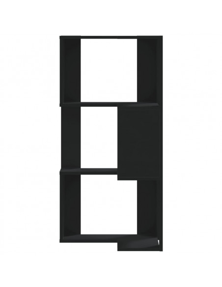 Libreria Angolare 3 Ripiani Nera 50x50x102 cm Legno Multistrato
