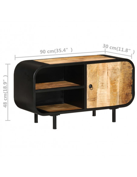 Mobile Porta TV 90x30x48 cm in Legno di Mango Grezzo