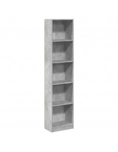 Libreria Grigio Cemento 40x24x176 cm in Legno Multistrato