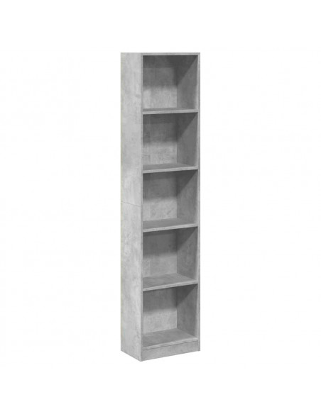 Libreria Grigio Cemento 40x24x176 cm in Legno Multistrato