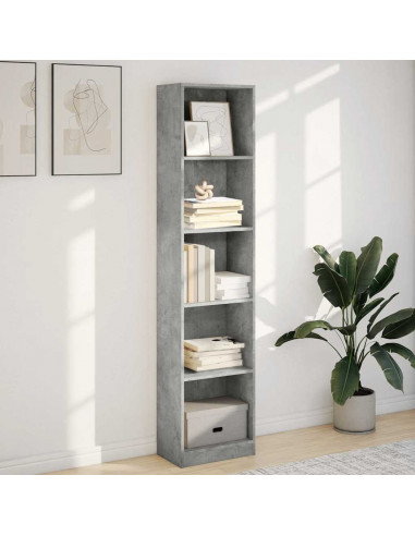 Libreria Grigio Cemento 40x24x176 cm in Legno Multistrato