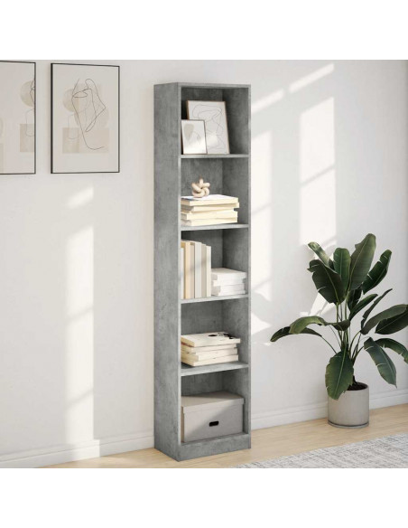 Libreria Grigio Cemento 40x24x176 cm in Legno Multistrato