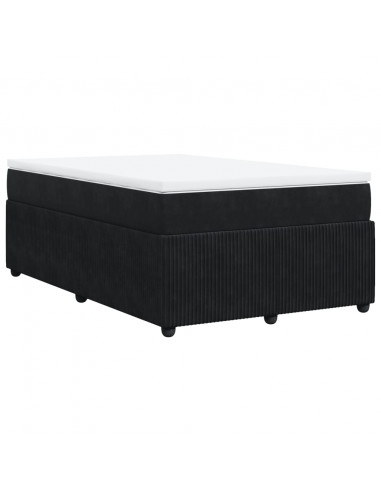 Giroletto a Molle con Materasso Nero 120x190 cm in Velluto