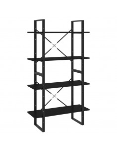 Libreria a 4 Ripiani Nera 80x30x140 cm in Legno Multistrato 2