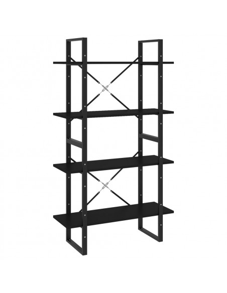 Libreria a 4 Ripiani Nera 80x30x140 cm in Legno Multistrato