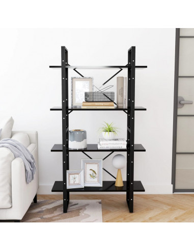 Libreria a 4 Ripiani Nera 80x30x140 cm in Legno Multistrato